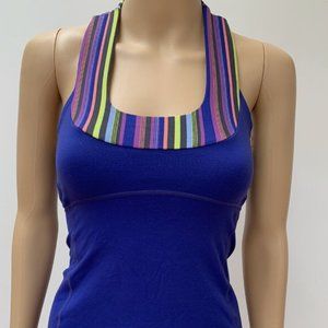 Lululemon Blue Wish / Multi Poncho Stripe Scoop Neck Racerback Tank Yoga Top
